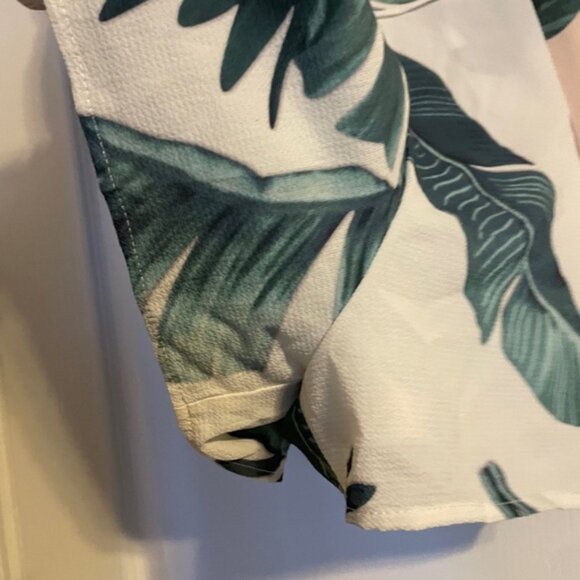 L'atiste Strapless Floral Palm Tree Leaves Romper With Pockets Size Large Beach - Picture 3 of 12